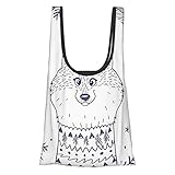 GIERTER Animal Decor Happy Smiley Cartoon Cute Fox with Hearts and Beam Leaf Happy Quote Print White and Blue Wiederverwendbare Faltbare umweltfreundliche Eink