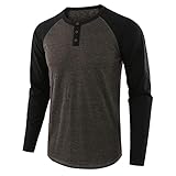 GAOBI Herren T-Shirt aus Baumwolle Raglan mit Langarm Hemd Frühling Herbst Männer Rundkragen mit Button Down Mehrfarbig Longsleeve Hemden Fashion Patchwork Baseball-Look Regular Fit Lang