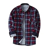 Celucke Kariertes Hemd Herren Thermohemd Gefüttert Winter Fleecefutter Freizeithemd Kariert Langärmliges Shirts Regular Fit Revers Flanellhemd Causal Langarmshirts Bluse Tasten mit T