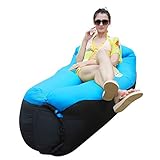 Perphin Wasserdichtes Aufblasbares Sofa, Luftsofa Luftsack, Tragbares Air Lounger mit 2 Lufteinlass Laybag Camping Sofa mit Integriertem Kissen für Camping Picknicks Wandern Strand F