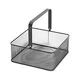 Cabilock Mesh Aufbewahrungskorb mit Griff Eisen Metall Organizer Bin Rustikalen Einkaufskorb für Küche Bad Speisekammer Schränke Wohnkultur Mittel Schw