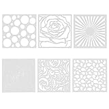Zeichenschablonen Malschablonen für Stencil Schablonen Wiederverwendbar schablonen fotoalbum Kunststoff Planer schablonen blumen für Gravur Tagebuch Graffiti Karte DIY Malerei Bastelprojekte 6 Stück