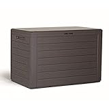 Mojawo Kunststoff Auflagenbox Kissenbox Gartenbox Holz-Optik für Polsterauflagen Kunststoff wasserdicht Mokka 190L