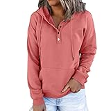 Herbst Und Winter Casual Fashion Damen Kapuzen Kordelzug Einfarbig Langarm Pullover Lose Absicherung Halboffene Tasche Bluse D