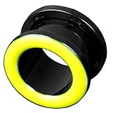 viva-adorno 1 Stück Flesh Tunnel Acryl Ohrpiercing Schwarz zum Schrauben Farbiger Ring zweifarbig Größe 3-14mm Z428sw, gelb 6
