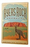 LEotiE SINCE 2004 Blechschild Dekoschild Küche Garage Welt Reise Ayers Rock Australien Känguru National Park Wand Deko Schild 20X30