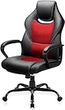 BASETBL Bürostuhl Racing Stuhl Gaming Stuhl Schreibtischstuhl Ergonomisch Drehstuhl Sportsitz bürostuhl mit Rückenlehne, Wippfunktion, Höhenverstellung, gepolsterter Armlehne Chefsessel (Red-New)