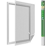 Easy Life Insektenschutz Fenster mit leicht montierbaren PVC Magnetrahmen Fliegengitter ohne Bohren individuell kürzbares Fliegennetz, Farbe:Weiß, Größe:100 x 120