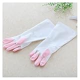 XMYINGWEI Spülhandschuhe Hausarbeit Gericht Reinigung wasserdichte Stretchy Langarmhandschuhe Gummihandschuhe Küchenreinigungshandschuhe (Color : Pink S)