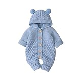 Neugeborenes Strickspielzeug für Babys Winteroverall Wärmerer Schneeanzug für Jungen Mädchen Schneeanzug Baby Baby Winteroverall Baby Bademantel (#01-Blau, 18-24 Monate)