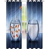 jinguizi Vorhänge für Schlafzimmer Aquarium Brave Goldfish Jumping 52 x 84 cm (B x L), Verdunkelungsvorhänge für S