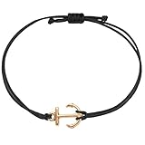 Anker Armband in Roségold auf schwarzem Band – Filigrane Frauen Armbänder – Größenverstellbar und schon als Geschenk verpackt SelfmadeJewelry