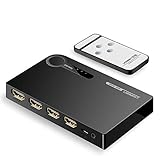 UGREEN HDMI Switch HD Verteiler 3D 4K HDMI Umschalter manuelle IR Fernbedienung Umschaltung 3 IN 1 Out HDMI Splitter für TV Stick, DVD, HDTV, PS4 usw. Schw