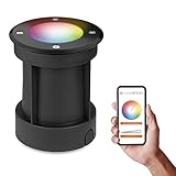 5W WiFi LED Bodeneinbaustrahler Set - Smart per App steuerbar - RGB + CCT - Tuya Dimmbar GU10 rund IP67 Schw