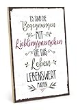 TypeStoff Holzschild mit Spruch – BEGEGNUNGEN MIT Lieblingsmenschen – im Vintage-Look mit Zitat als Geschenk und Dekoration zum Thema Freundschaft (19,5 x 28,2 cm)