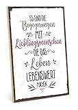 TypeStoff Holzschild mit Spruch – BEGEGNUNGEN MIT Lieblingsmenschen – im Vintage-Look mit Zitat als Geschenk und Dekoration zum Thema Freundschaft (19,5 x 28,2 cm)