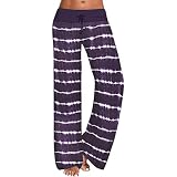Deloito Yogahose Damen Lose Sporthose Lockere Freizeithose Bequem Breite Bein Hosen Lange Sweatpants mit Kordelzug Mode Tie Dye Gestreift Yogahose Elegante Trainingshose für Yoga Tanzen Fitness Gy
