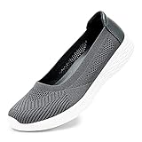 Puxowe Damen Slip On Sneaker Atmungsaktiv Mesh Leiche Freizeitschuhe Bequeme Turnschuhe Sportschuhe Indoor Outdoor Schuhe 37.5 EU Deep Gray