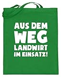 shirt-o-magic Bauer: Landwirt im Einsatz! - Jutebeutel (mit langen Henkeln) -38cm-42cm-Helles Grü