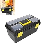 Werkzeugbox Werkzeugkoffer 15 ' (39,5 x 21,5 x 18,5cm) abnehmbare Organizer Boxen mit zwei Kunststoffschließen Organizer mit entnehmbarer Trage, Werkzeugkasten Koffer ohne Werkzeug