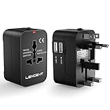 LENCENT Reiseadapter/Reisestecker für 150+ Länder, Universal Adapter, UK England/USA/EU Deutschland/AUS Stecker mit 2 USB Steckdosenadapter Stromadapter Steck