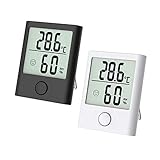 Digitales Mini Thermometer Hygrometer, Innen Thermo Hygrometer, Temperatur und Feuchtigkeitsmesser Luftfeuchtigkeitsmessgerät mit Klima Monitor für Raumklimakontrolle, Raum, Zimmer, Büro, 2 Stück