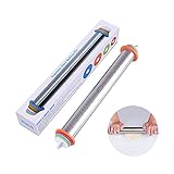 Nudelholz Edelstahl Verstellbar teigroller ,Antihaft mit 4 Verstellbar Distanz-Scheiben Rolling Pin für Fondant, Pizza,Nudelteig 44cm Lang