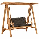 Tidyard Hollywoodschaukel Gartenschaukel Schaukel Outdoor Schaukelbank Hängeschaukel Gartenbank Gartenmöbel mit Taupe Auflage 170 cm Massivholz Teak