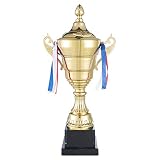 GOODS+GADGETS Gold Pokal XXL Siegerpokal mit Deckel 36 cm - Sieger Trophäe Personalisierb