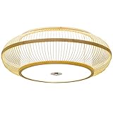 TXXM Deckenleuchte Modern Minimalist Runde Wohnzimmer Schlafzimmer Kinder Raum-Led Bambus gesponnene Decken-Lampe (Size : 46cm)