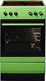 Amica SHC 11508 G Standherd / 50cm / Freistehend/Grün / Glaskeramikochfeld mit 4 Feldern / 67 Liter Backofen/Steam Clean Backofen/Cool Door 3 / Geschirrwagen/Restwärmeanzeig