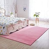 Super Soft Schlafzimmer Teppich Wohnzimmer Teppich für Garderobe Nachtdecke,Rosa,160x200