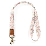 INNObeta Schlüsselband, Fashion Wristlet Umhängeband mit Metall Ring und Hohe Qualität Leder, Ideal für Handy, Schlüssel, Zweiseitiger Druck in Voller Farbe(Blume)