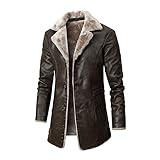 Yokbeer Winter Lange Lederjacke Anzugkragen Pelz Lederjacke Mittellange Lederjacke Business Plus Samt Großem Revers Anzug Pelzplüschjacke Winterjacken Mit Fellkragen Business L