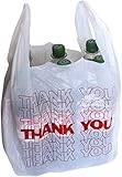 NASS® Tragetaschen Thank You (weiß) I Hemdchentragetasche Tragetüte Plastiktüte I 54x28+12cm I 24my I 15 Liter I 200 Stück
