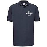 Shirt-Panda Herren Polo Shirt mit Wunschtext Wunschname · Linke Brust und oder Rücken Druck Men Personalisiert Personalisierbar Sprüche Hemd Anpassen Wunsch Dunkelblau M