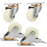 RZM Lenkrollen für Möbelplatte, industrielle Rollen, Nylon-Material, robuste Deckplatten, 4 Stück, Doppel-Kugellager, Ersatz für Trolley, Werkbank (Farbe: Bremse + Universal, Größe: 7,6 cm)