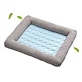JSJJAUJ Haustierbett Sommer Coole Hundebettmatte Kiste Pad Anti Slip Matratze Waschbar für große mittlere kleine Haustiere schlafen (Color : Red Blue, Size : L 70x52cm)