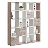 QUADRO Modernes Würfelregal mit 4 Boxen, Sandeiche Optik / Weiß - Praktisches Raumteiler Regal mit 20 offenen Fächern - 145 x 181 x 34 cm (B/H/T)