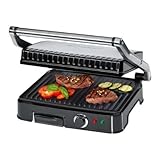 Bomann KG 2242 CB Kontaktgrill für beidseitiges, fettfreies Grillen, antihaftbeschichtete Grillplatten, Edelstahlg