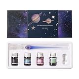 RG-FA 1 Set Füllfederhalter mit Planeten-Motiv, 4 Farben, für Glasmalerei, Schreibwaren, Marineb