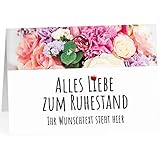 XXL Abschiedskarte PERSONALISIERT (A4) - Alles Liebe Blumenstrauß - große Klappkarte für Kollegen mit Umschlag zur Rente Ruhestand Pension Kündigung