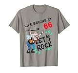 Herren Life Begins At 66 Vater Geburtstag Geschenkidee Rocker T-S