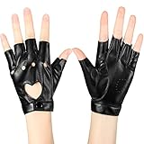 Punk Gürtel Halb Handschuhe Frauen Punk Halb Finger Handschuhe Gürtel Halb Finger PU Leder Performance Handschuhe Aushöhlen Fingerlose Handschuhe, Schw