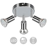 Creyer LED Deckenstrahler 3 Flammig, Schwenkbar LED Deckenleuchte, ø140mm (inkl. 3 x 4W GU10 LED Leuchtmittel, 400LM, Warmweiß) Modern Wohnzimmer LED Deckenspot, Rund LED Deckenlampe - Weiß C