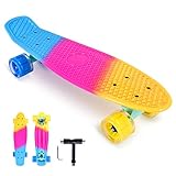 Bellanny Skateboard, 22 x 6 Zoll Komplette Mini Cruiser Skateboard, buntem Skateboard, Mit ABEC-7 Kugellager Und 6045 Leuchtrad, mit T-Tool, für Kinder, Jug