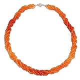 Harry Ivens Damen Collier aus echtem 925 Silber mit Karneol orange und Magnetschließ