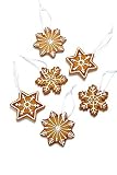 HEITMANN DECO Christbaumschmuck Lebkuchen mit Zuckerguss - Sterne Schneekristalle Weihnachtsdeko - 6-teilig
