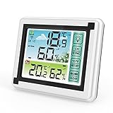 ZNBJJWCP Indoor Outdoor Drahtlose Digitale Digitale Wetterstation Aufzeichnungen ℃ ℉ Temperaturzähler Luftfeuchtigkeit Monitor Wetteruhr Hygrometer (Color : A)