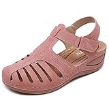 Damen Sommer Sandalen Keilabsatz Vintage Geschlossene Sandaletten Rö